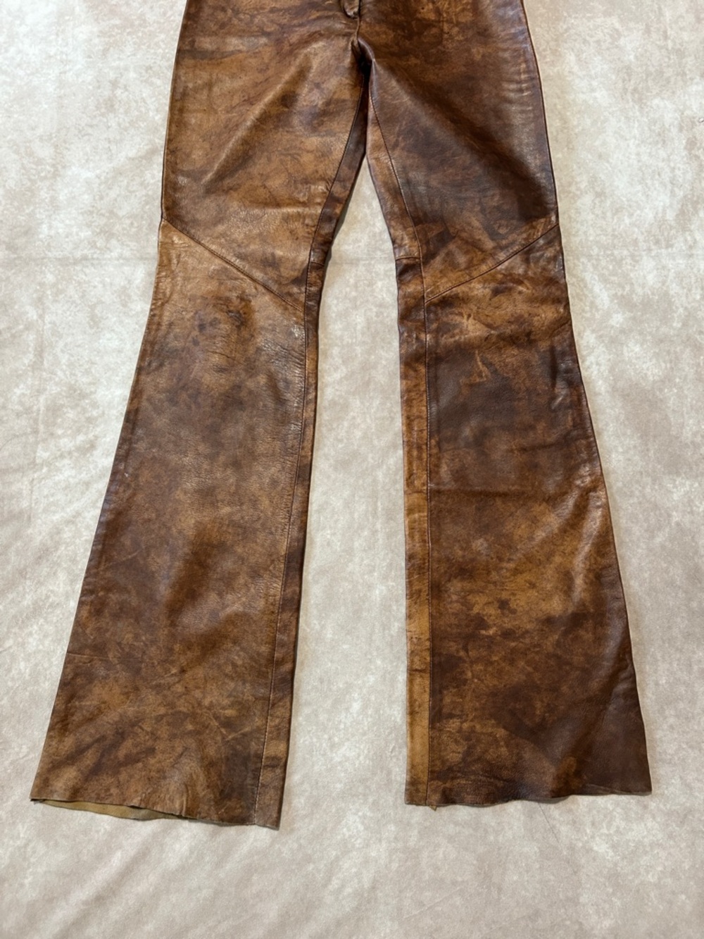 VTG Roccobarocco Jeans Italy Brown Leather Pants Flares Mid Rise IT 42 US 8 - Picture 2 of 7